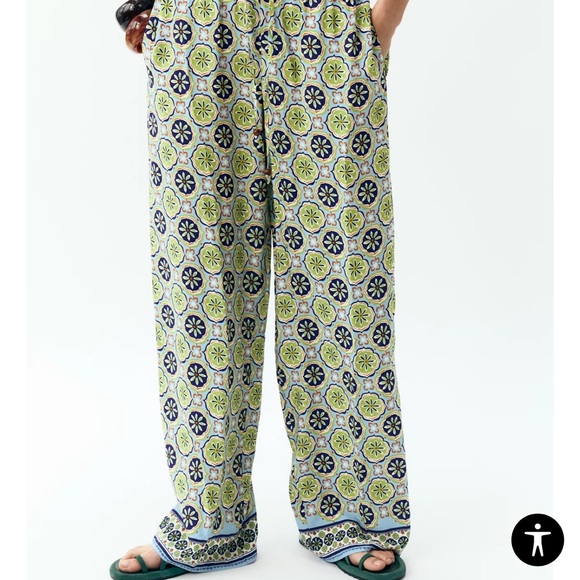 Zara Pants - Zara Wide Leg Blue and Green Wide Pants